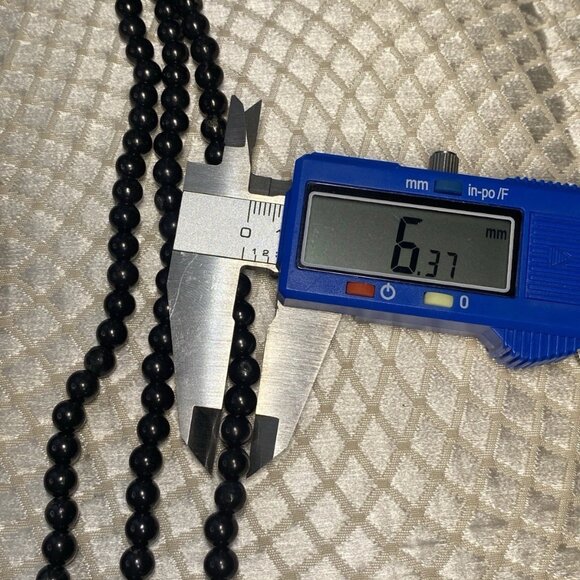 Vintage Black Jade Necklace 3 Strand w/ Magnetite & 925 Silver Clasp - Picture 7 of 12